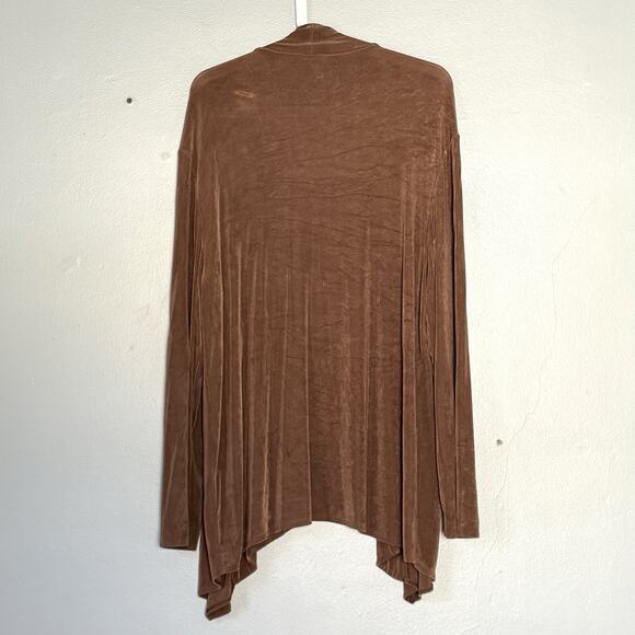 Chicos Traveler Cardigan 3 (XL US 16) Brown Open Slinky Minimalist Classic USA - Picture 2 of 6